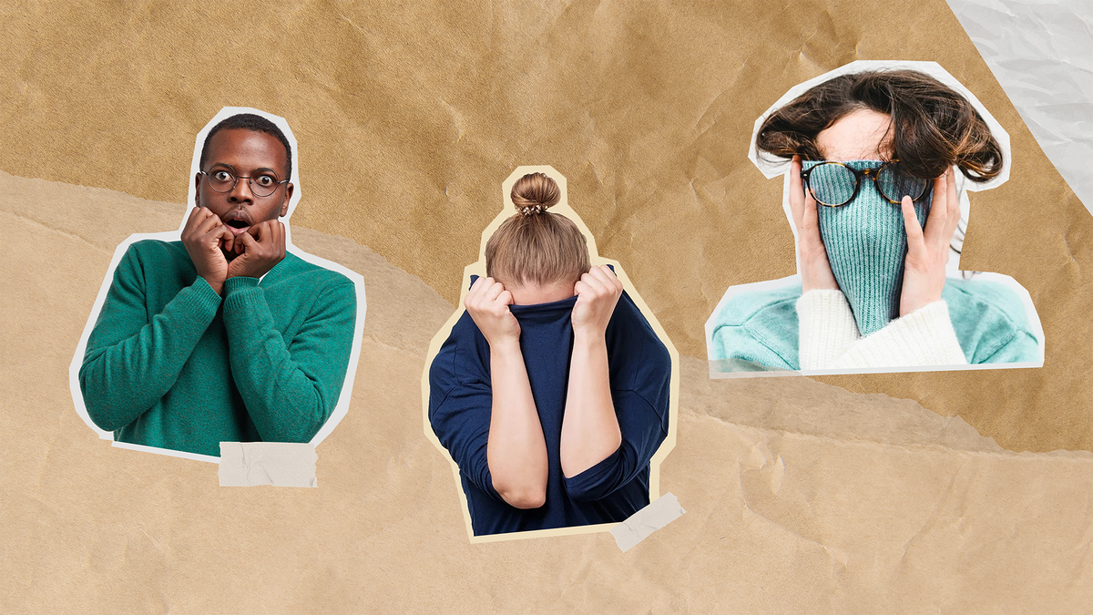 Three individuals showing various reactions to fears and phobias, representing the theme of overcoming fears and phobias.