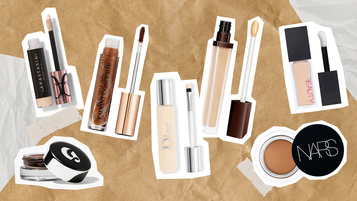 A collection of concealers including brands like NARS, Huda Beauty, and Dior, showcasing the best concealers for blemishes and dark circles.