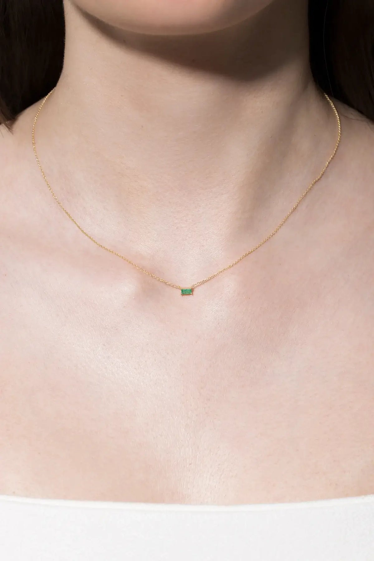 Emerald Baguette 18k Necklace Necklaces