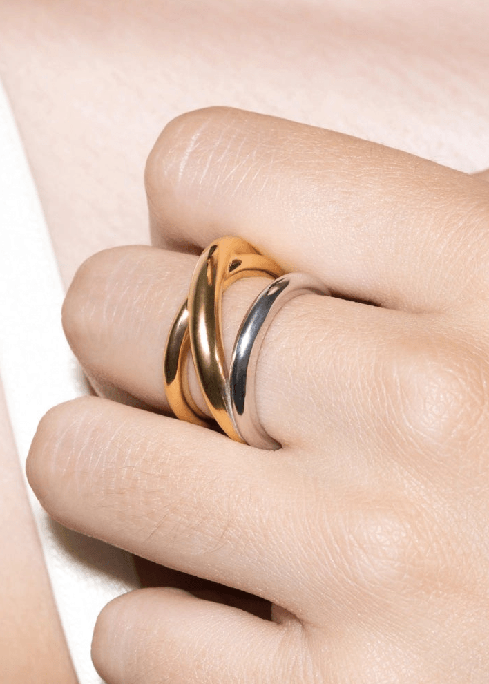 Zara Sculptural Two-Tone Ring Rings