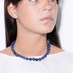 model wearing lapiz necklace 