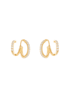 amina double layer earrings in gold