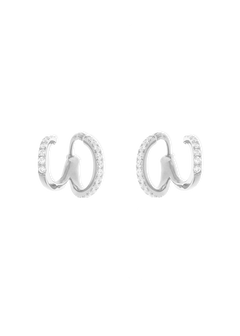 amina double layer earrings in silver