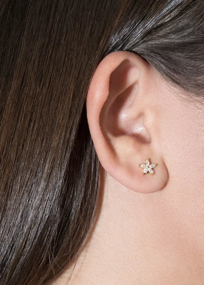 boucles d'oreilles fleur en diamants 18k Boucles d'oreilles