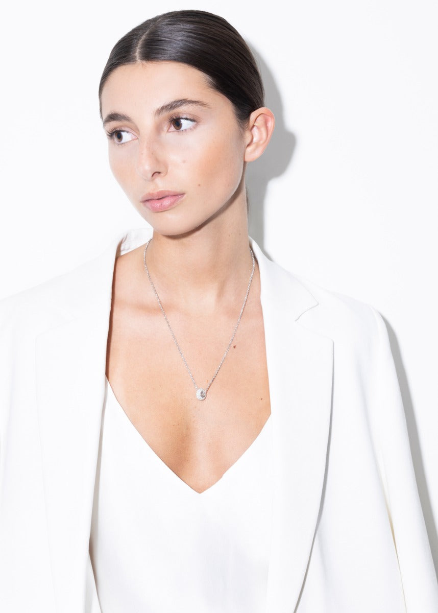 model wearing nina necklace in silver