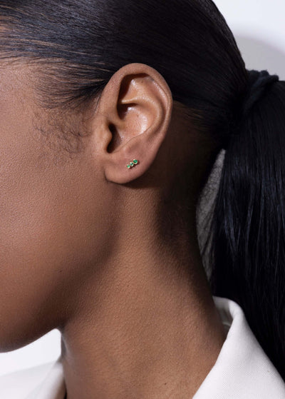 boucles d'oreilles clous émeraude 18k