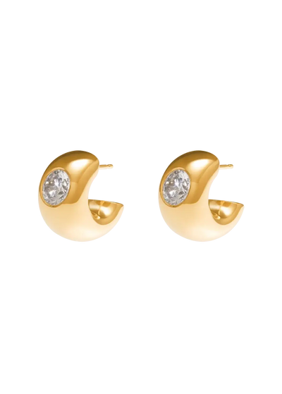 Violet Halo Huggies with Zirconia Earrings