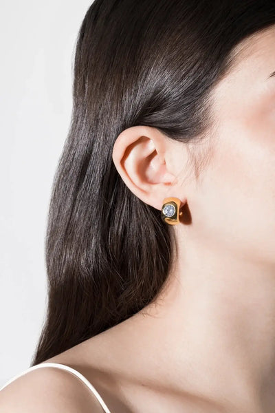 Violet Halo Huggies with Zirconia Earrings